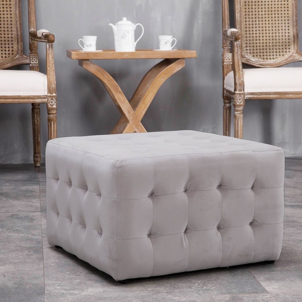 Warehouse of Tiffany Margazi Grey 23-inch Square Tufted Ottoman