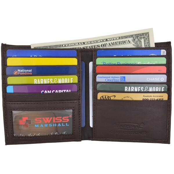 Swiss Marshall Men/'s RFID Blocking Premium Leather Classic Trifold Wallet