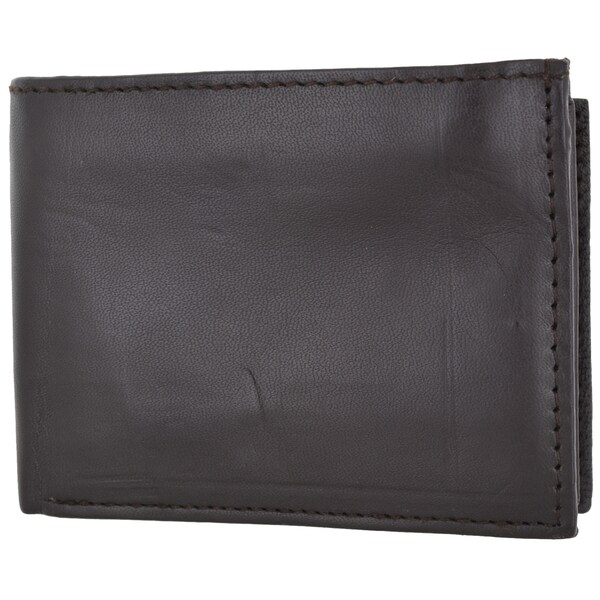 men black brown genuine leather bifold hipster id wallet
