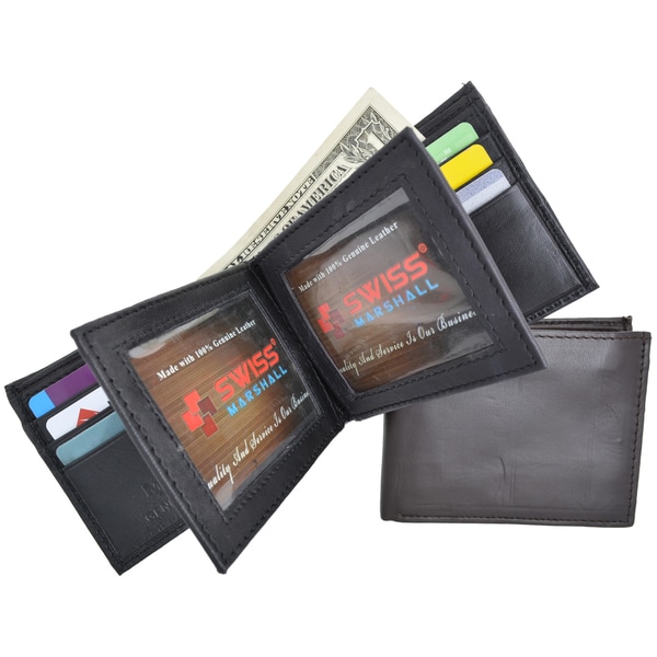 Men/'s Black Genuine Leather Wallet with 16 Credit Card Slots// ID Slot by Marshal