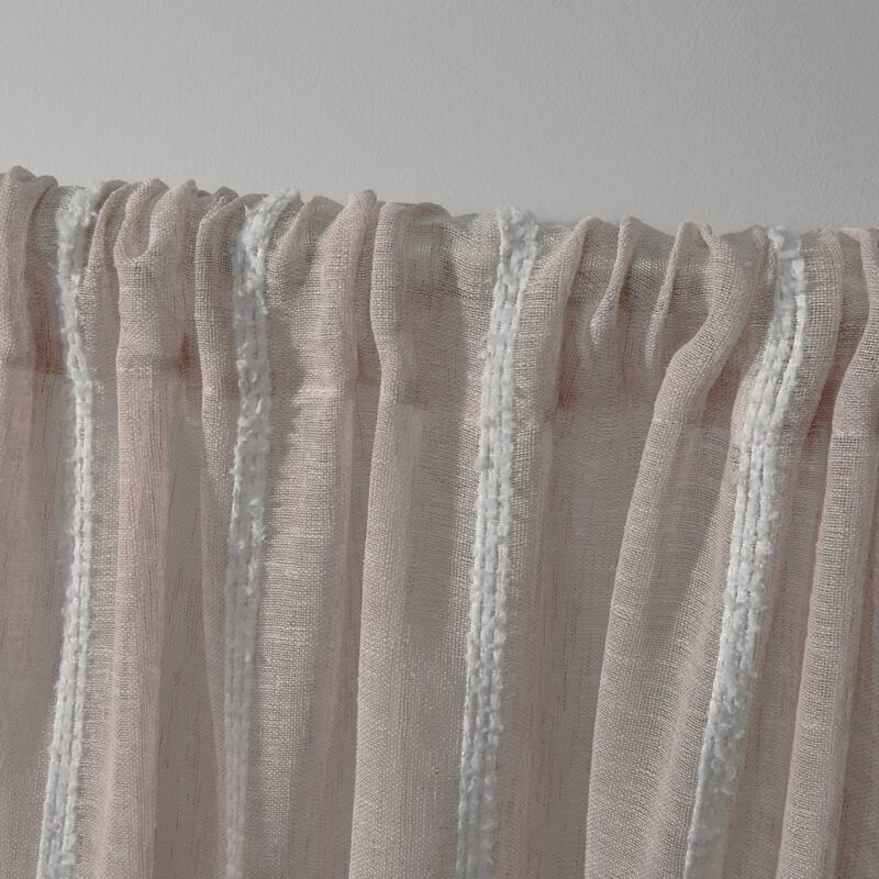 ATI Home Santos Embellished Sheer Rod Pocket Top Curtain Panel Pair