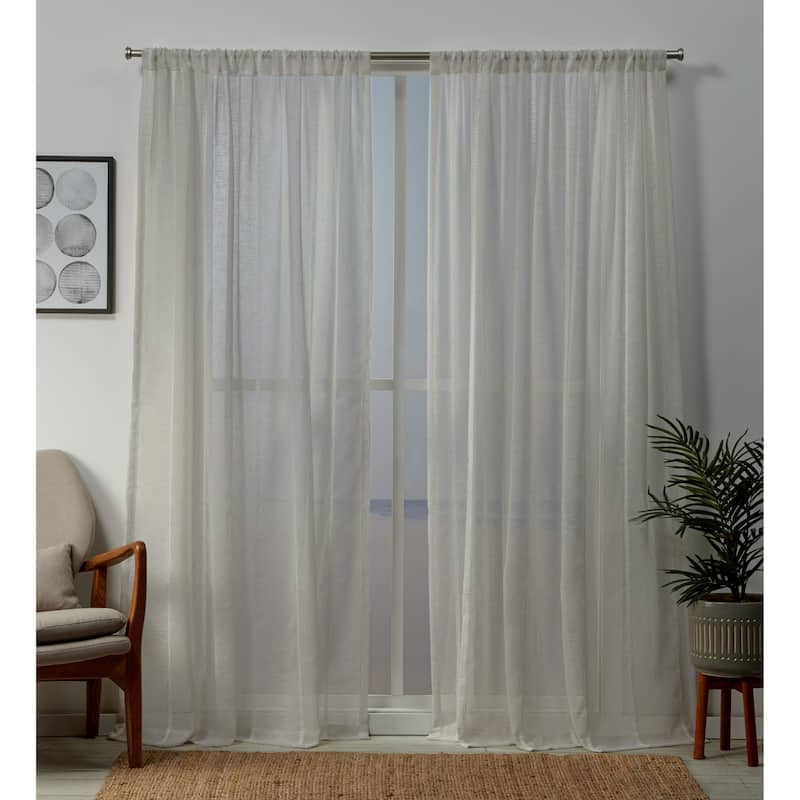 ATI Home Santos Embellished Sheer Rod Pocket Top Curtain Panel Pair