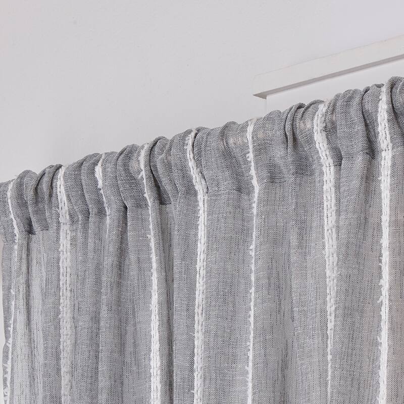 ATI Home Santos Embellished Sheer Rod Pocket Top Curtain Panel Pair