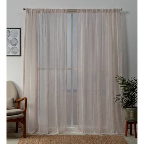 ATI Home Santos Embellished Sheer Rod Pocket Top Curtain Panel Pair
