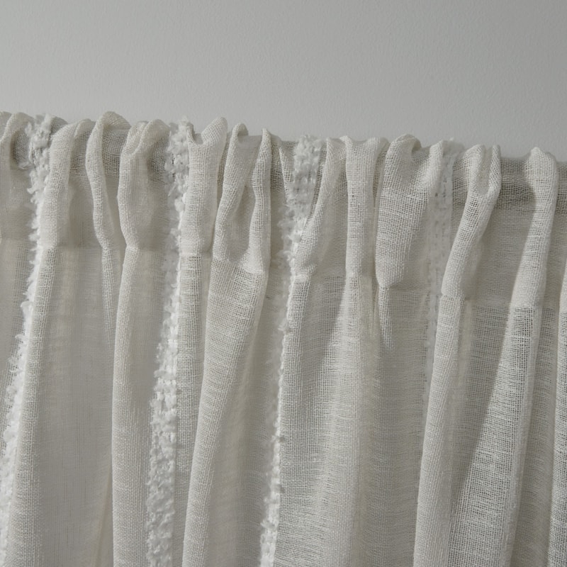 ATI Home Santos Embellished Sheer Rod Pocket Top Curtain Panel Pair