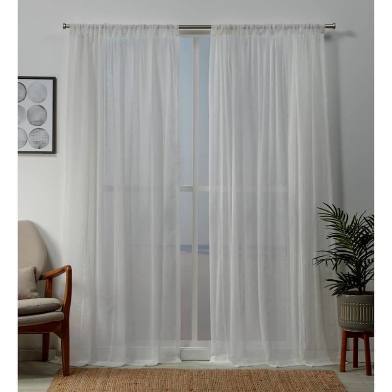 ATI Home Santos Embellished Sheer Rod Pocket Top Curtain Panel Pair