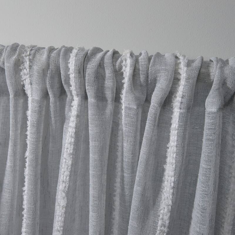 ATI Home Santos Embellished Sheer Rod Pocket Top Curtain Panel Pair
