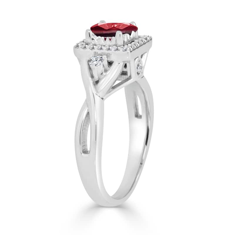 Auriya Modern 1/2ct Red Ruby 1/3ctw Halo Diamond Engagement Ring 14k Gold