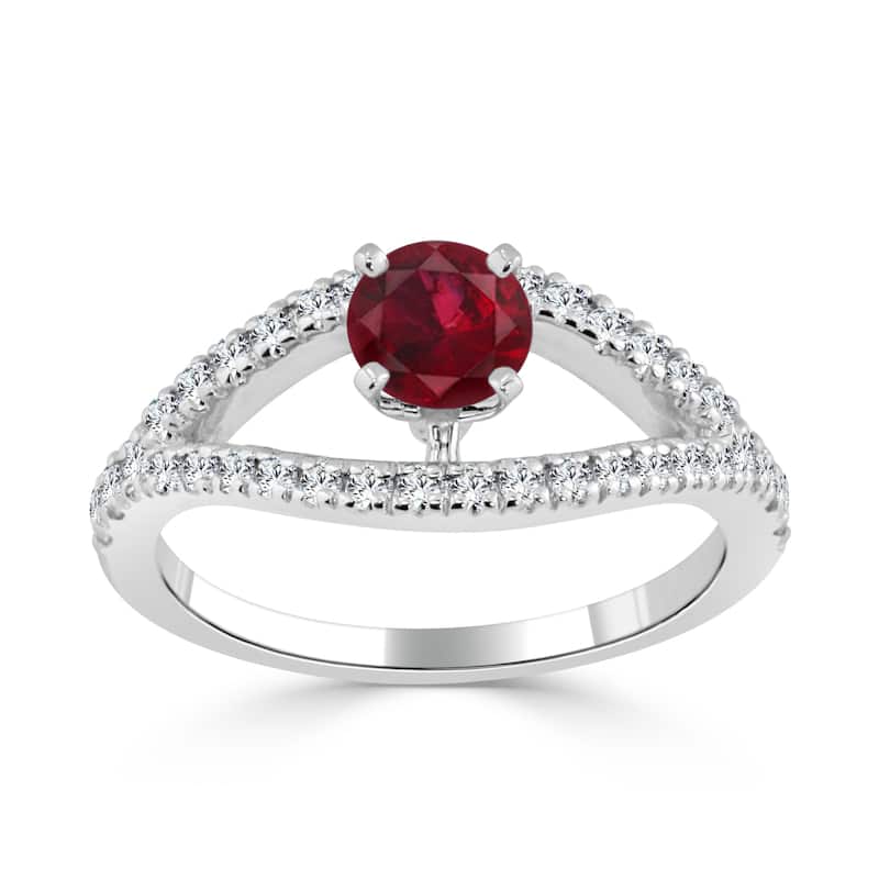 Auriya 14k Gold 2/5ct Ruby and 1/3ct TDW Diamond Modern Engagement Ring