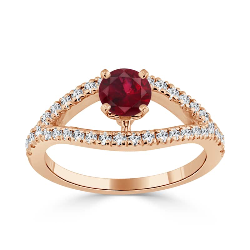Auriya 14k Gold 2/5ct Ruby and 1/3ct TDW Diamond Modern Engagement Ring