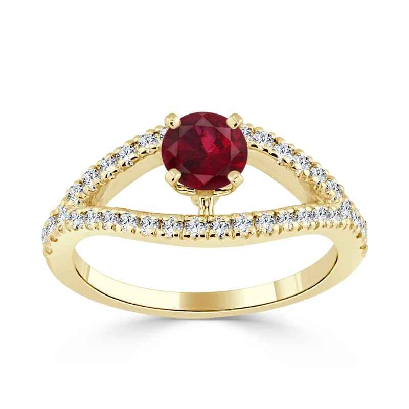 Auriya 14k Gold 2/5ct Ruby and 1/3ct TDW Diamond Modern Engagement Ring