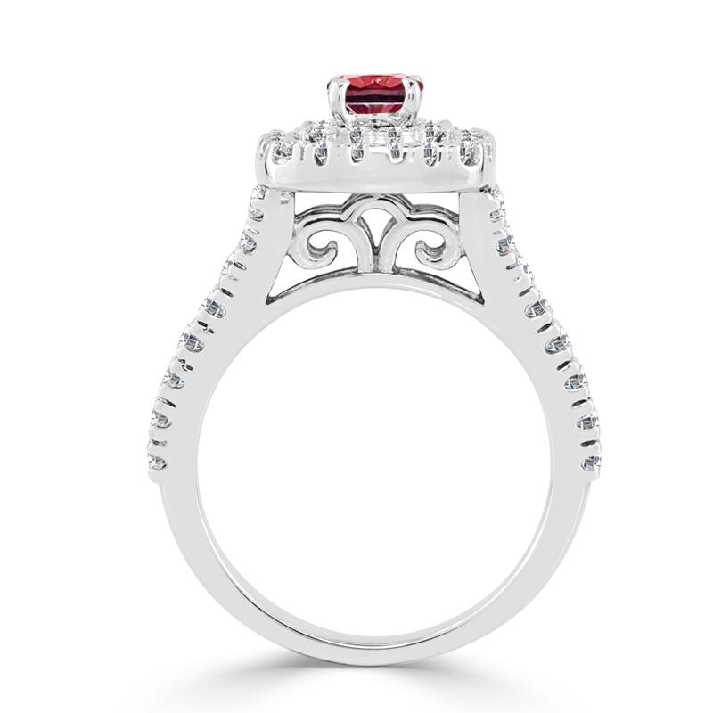 Auriya 14k Gold 2/5ct Ruby and 3/5ct TDW Round Diamond Double Halo Engagement Ring
