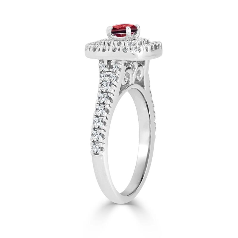 Auriya 14k Gold 2/5ct Ruby and 3/5ct TDW Round Diamond Double Halo Engagement Ring