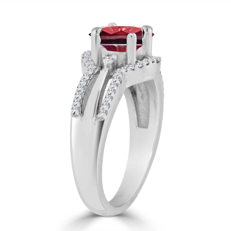 Auriya 14k Gold 1ct Ruby and 1/5ct TDW Round Halo Diamond Engagement Ring