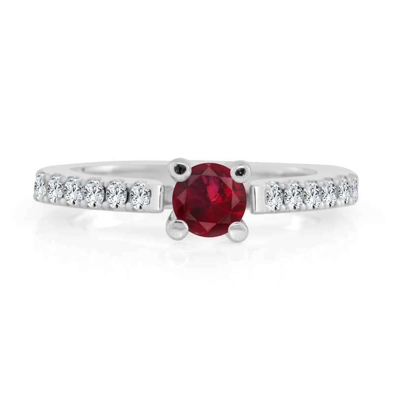 Auriya 14k Gold 1/2ct Ruby and 1/3ct TDW Round Diamond Engagement Ring