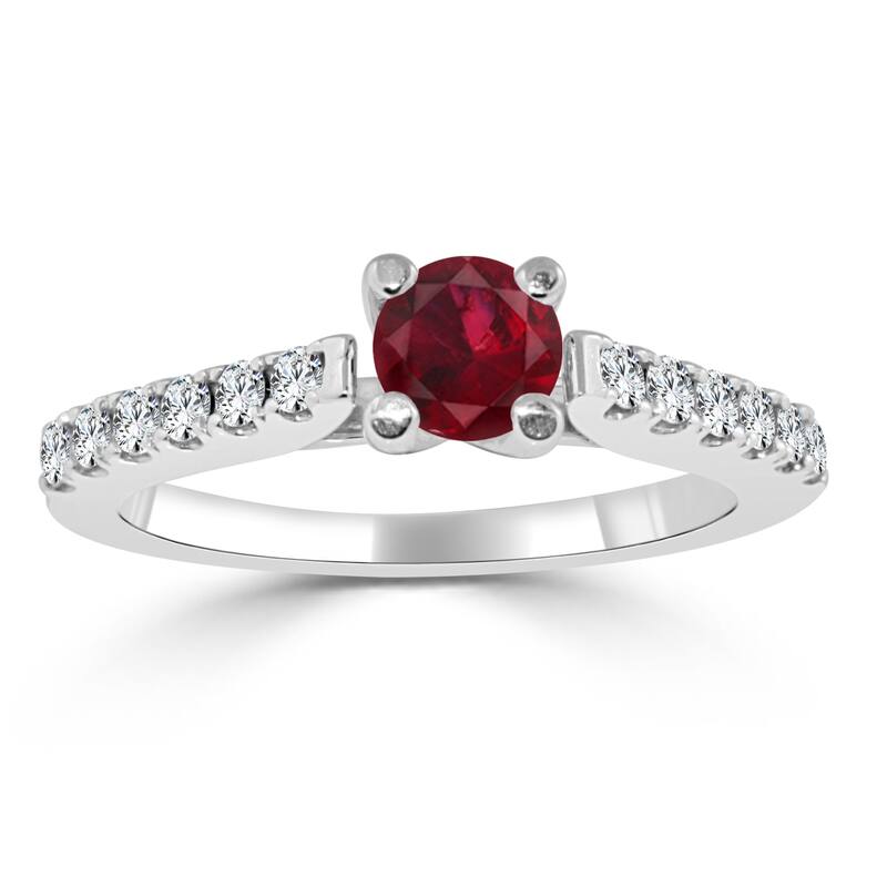 Auriya 14k Gold 1/2ct Ruby and 1/3ct TDW Round Diamond Engagement Ring