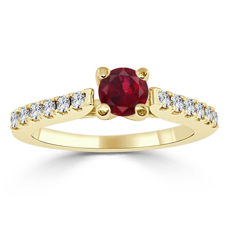Auriya 14k Gold 1/2ct Ruby and 1/3ct TDW Round Diamond Engagement Ring