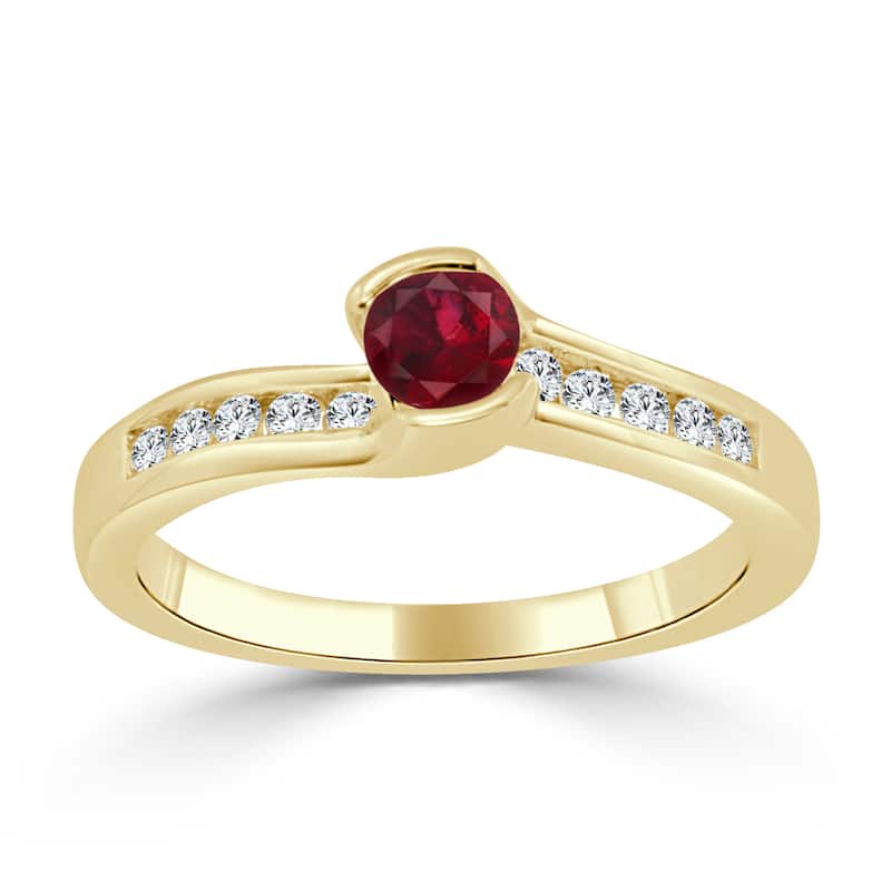 Auriya 14k Gold 1/3ct Ruby and 1/6ct TDW Round Tension Diamond Engagement Ring