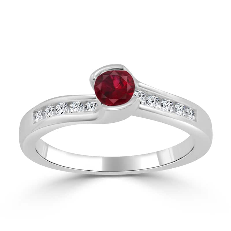 Auriya 14k Gold 1/3ct Ruby and 1/6ct TDW Round Tension Diamond Engagement Ring