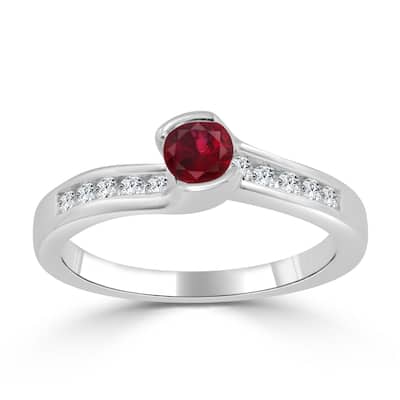 Auriya 14k Gold 1/3ct Ruby and 1/6ct TDW Round Tension Diamond Engagement Ring