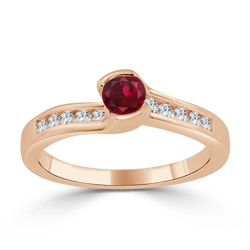 Auriya 14k Gold 1/3ct Ruby and 1/6ct TDW Round Tension Diamond Engagement Ring