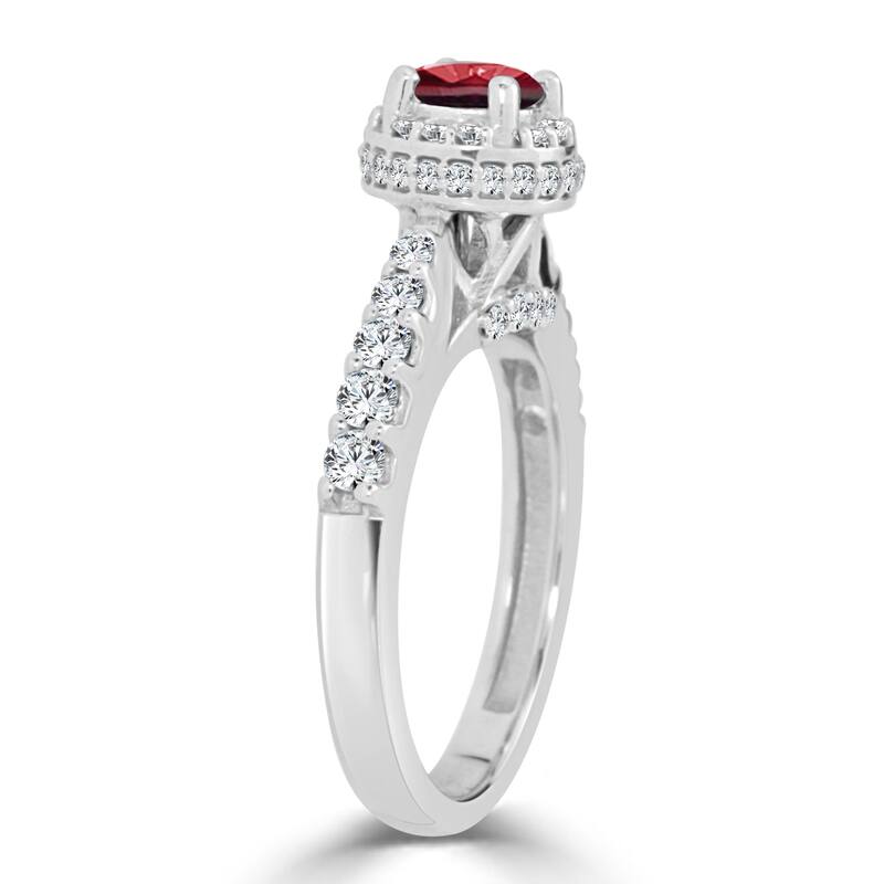 Auriya 14k Gold 2/5ct Ruby and 3/5ct TDW Round Diamond Halo Engagement Ring