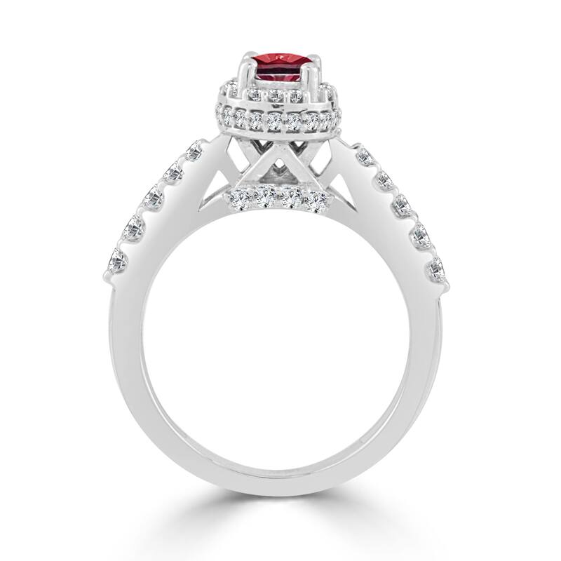 Auriya 14k Gold 2/5ct Ruby and 3/5ct TDW Round Diamond Halo Engagement Ring