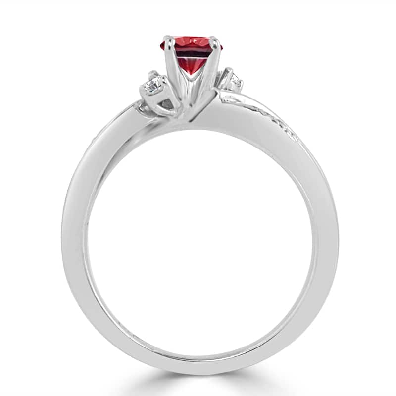 Auriya 3-Stone 2/5ct Ruby and 1/10ctw Diamond Engagement Ring 14k Gold