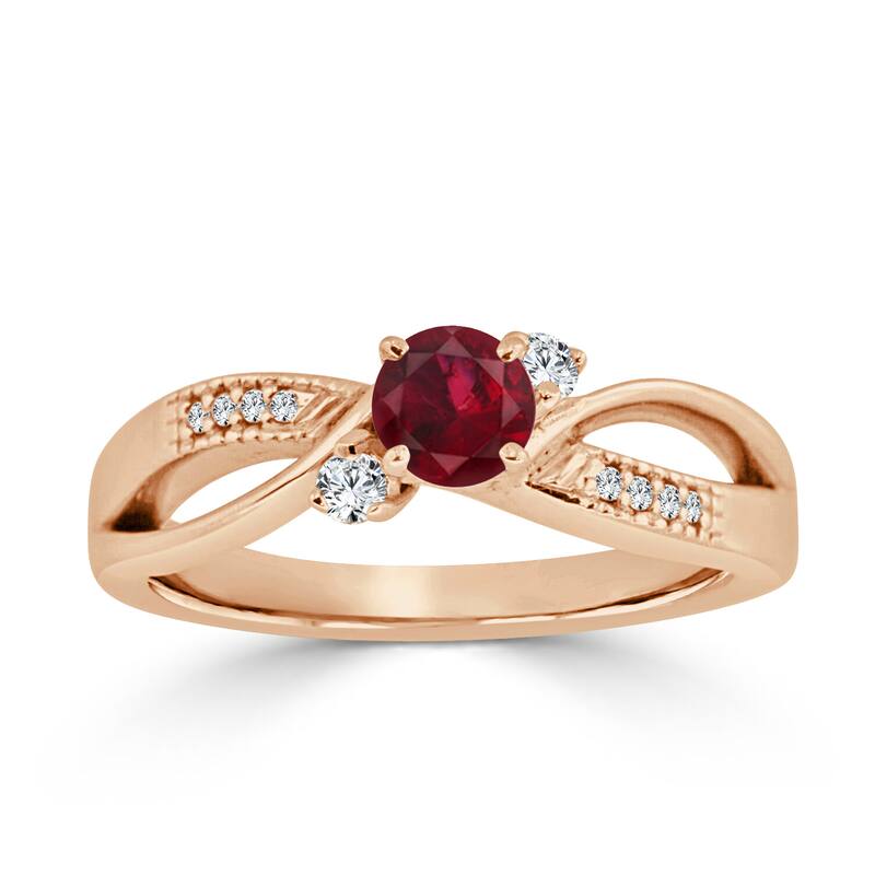 Auriya 3-Stone 2/5ct Ruby and 1/10ctw Diamond Engagement Ring 14k Gold