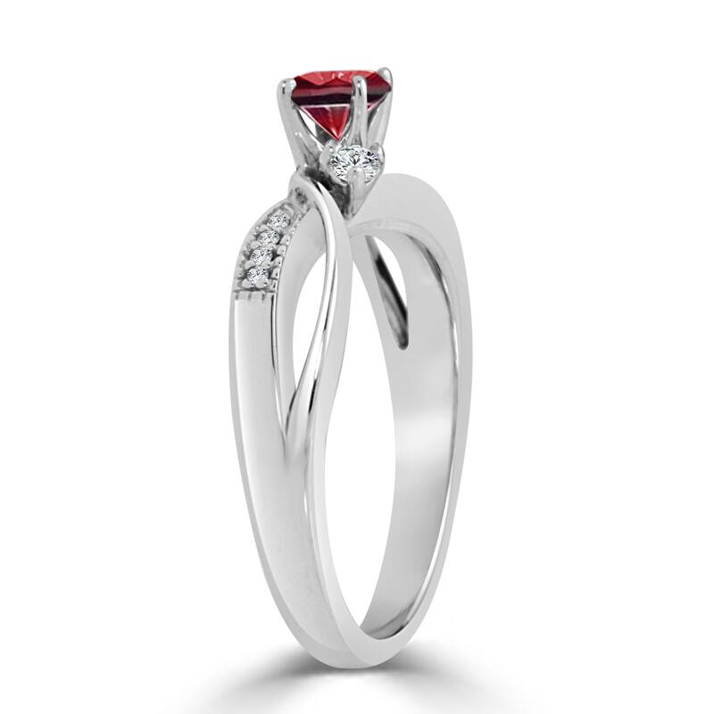 Auriya 3-Stone 2/5ct Ruby and 1/10ctw Diamond Engagement Ring 14k Gold