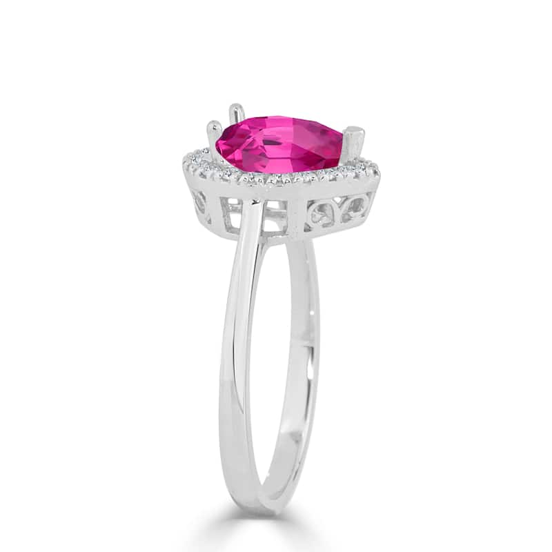 Auriya 1 1/2ct Pink Sapphire Halo Diamond Engagement Ring 1/6ctw 14k Gold