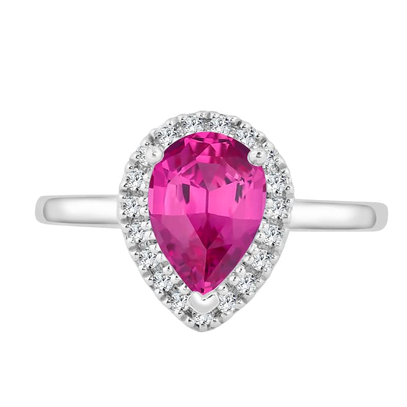 Auriya 1 1/2ct Pink Sapphire Halo Diamond Engagement Ring 1/6ctw 14k Gold