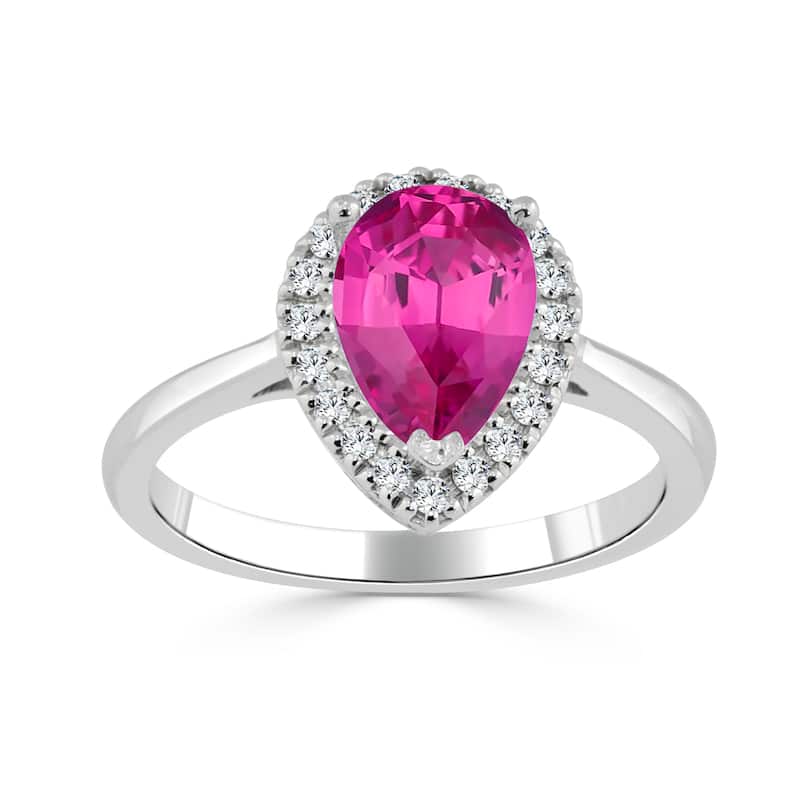 Auriya 1 1/2ct Pink Sapphire Halo Diamond Engagement Ring 1/6ctw 14k Gold