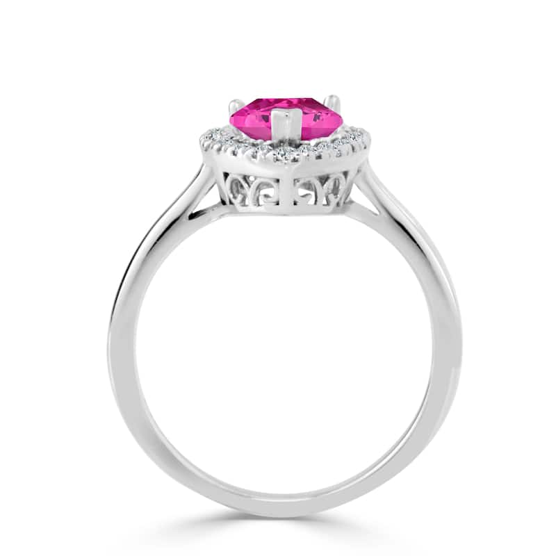 Auriya 1 1/2ct Pink Sapphire Halo Diamond Engagement Ring 1/6ctw 14k Gold