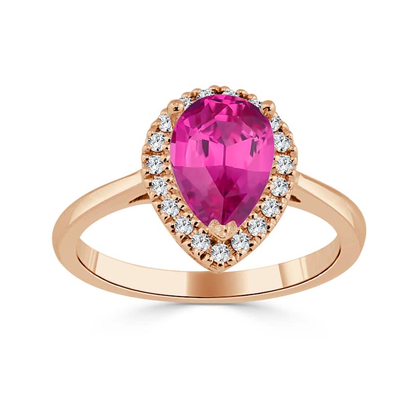 Auriya 1 1/2ct Pink Sapphire Halo Diamond Engagement Ring 1/6ctw 14k Gold