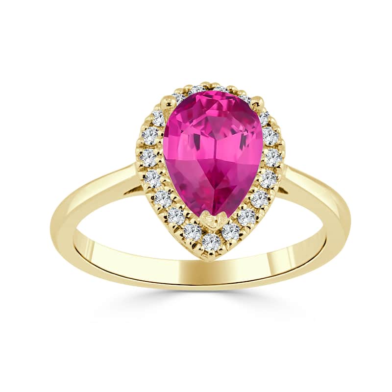 Auriya 1 1/2ct Pink Sapphire Halo Diamond Engagement Ring 1/6ctw 14k Gold