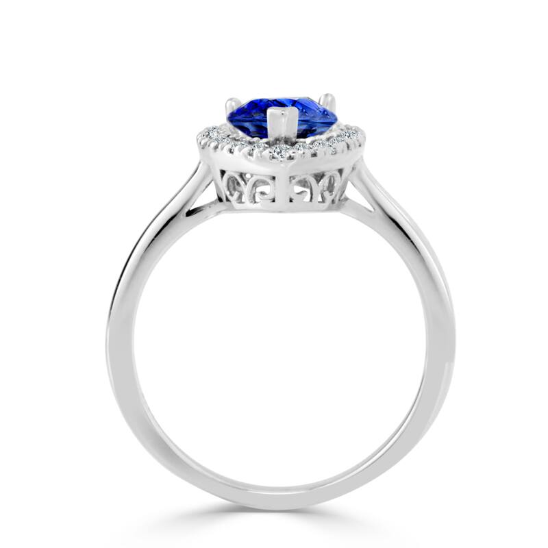 Auriya 1 1/2ct Pear Blue Sapphire Halo Diamond Engagement Ring 1/6ctw 14k Gold