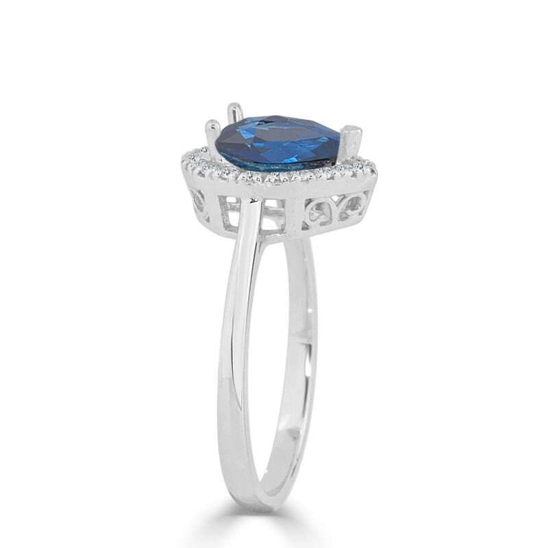 Auriya 1 1/2ct Pear Blue Sapphire Halo Diamond Engagement Ring 1/6ctw 14k Gold