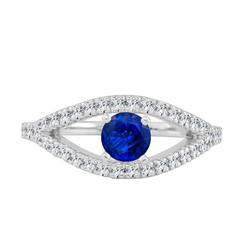 14k Gold Modern Split-Shank 2/5ct Blue Sapphire and 1/3ct TDW Diamond Engagement Ring by Auriya