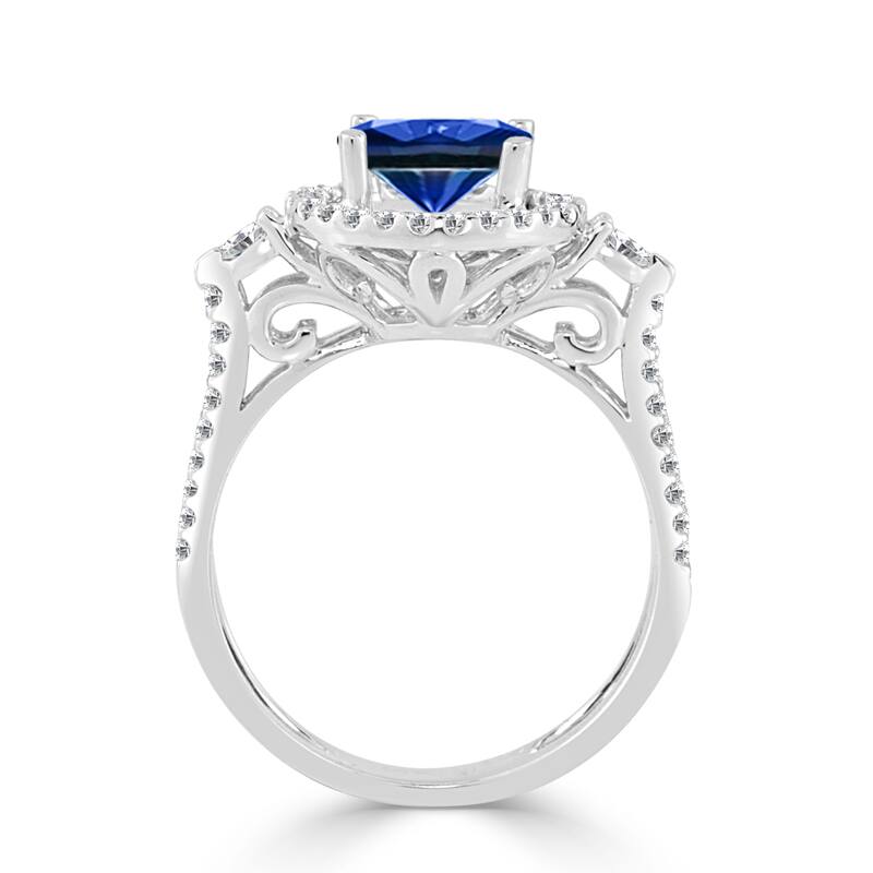 Auriya 1/2ct Blue Sapphire and 1/2ctw Halo Diamond Engagement Ring 14k Gold