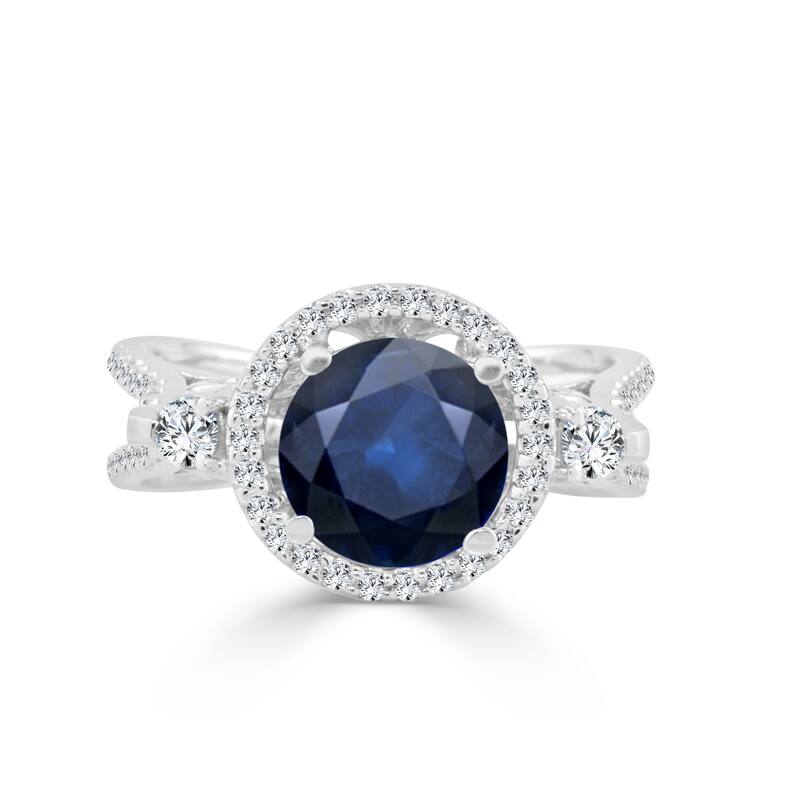 Auriya 1/2ct Blue Sapphire and 1/2ctw Halo Diamond Engagement Ring 14k Gold