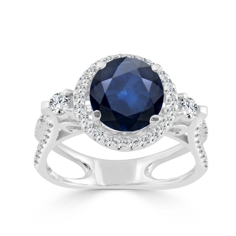 Auriya 1/2ct Blue Sapphire and 1/2ctw Halo Diamond Engagement Ring 14k Gold