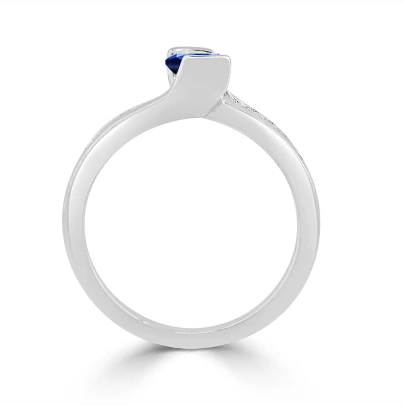 14k Gold Tension-Set 1/3ct Blue Sapphire and 1/6ct TDW Diamond Engagement Ring by Auriya