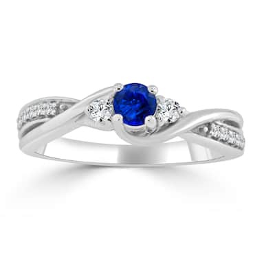 Auriya 14k Gold 1/5ct Sapphire 3-Stone Diamond Engagement Ring 1/6cttw H-I, I1-I2