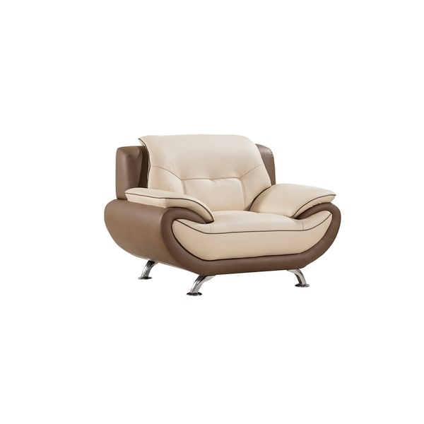 American Eagle Modern Cream and Taupe Two Tone Genuine Leather Chair