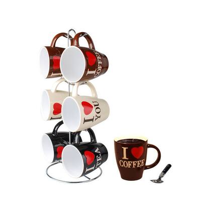 Home Basics 6 Piece Mug Set with Stand
