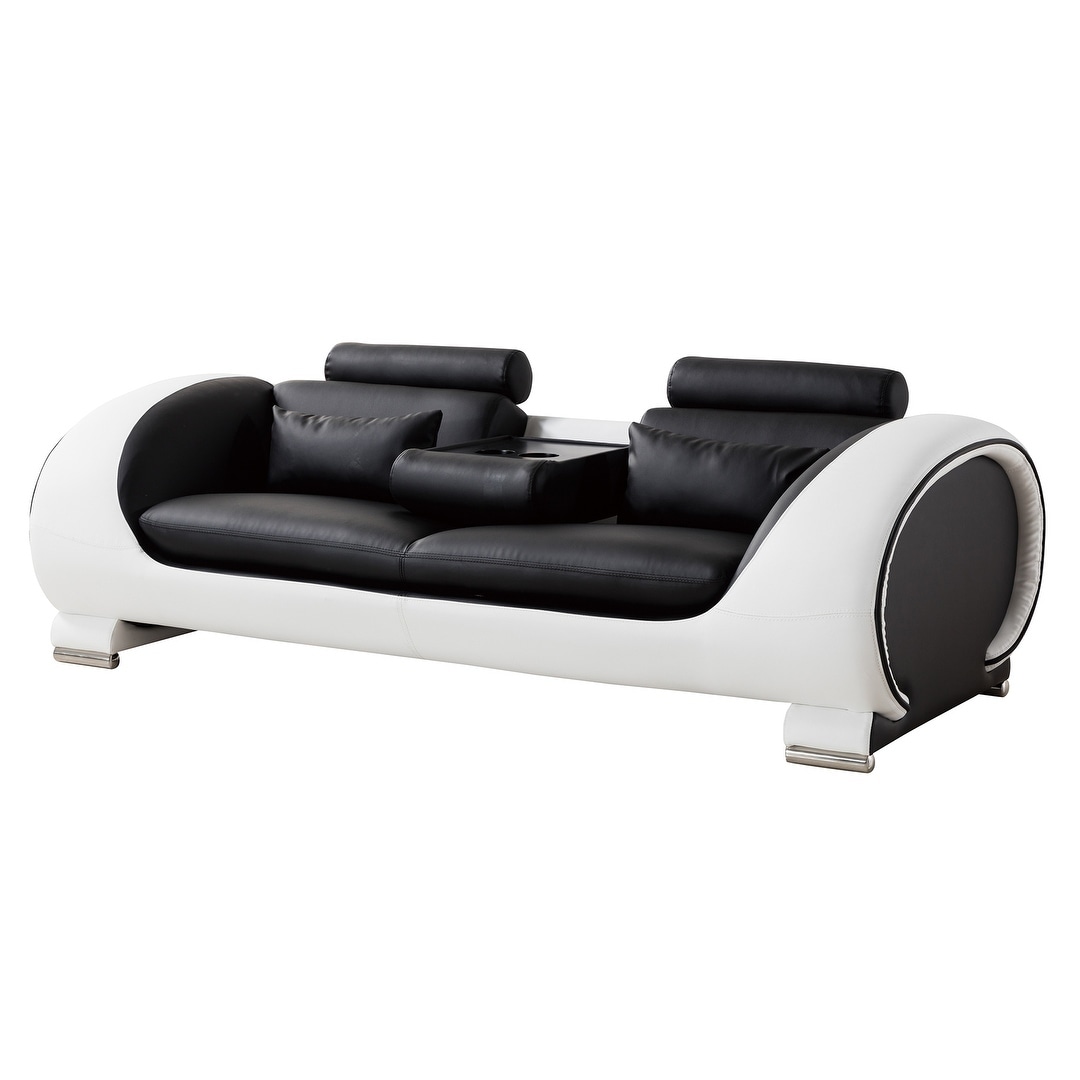 American Eagle Modern Black And White Two Tone Bonded Leather Sofa American Eagle Modern Black And White Two Tone Bonded Leather Sofa