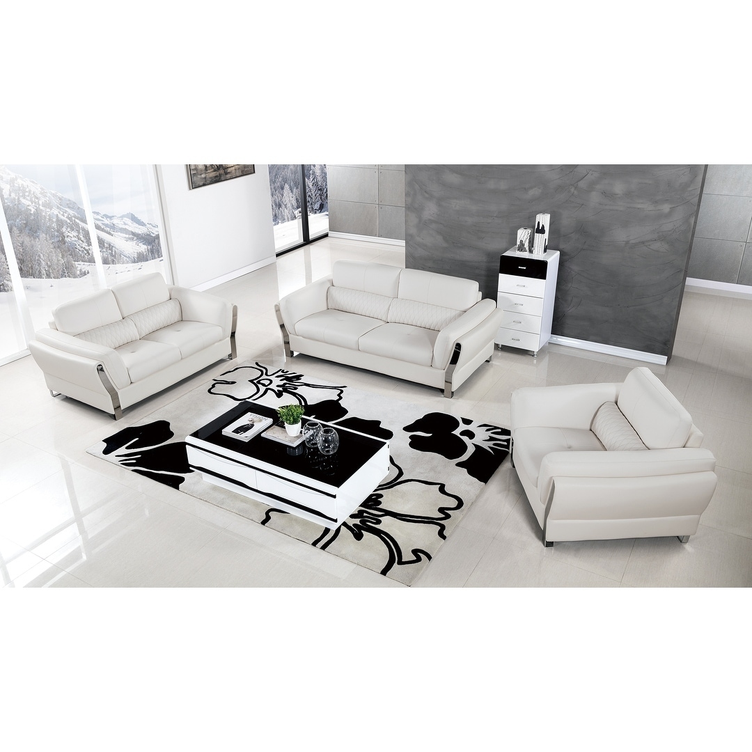 American Eagle Contemporary 3 Piece White Bonded Leather Sofa 3 Piece White Bonded Leather Sofa