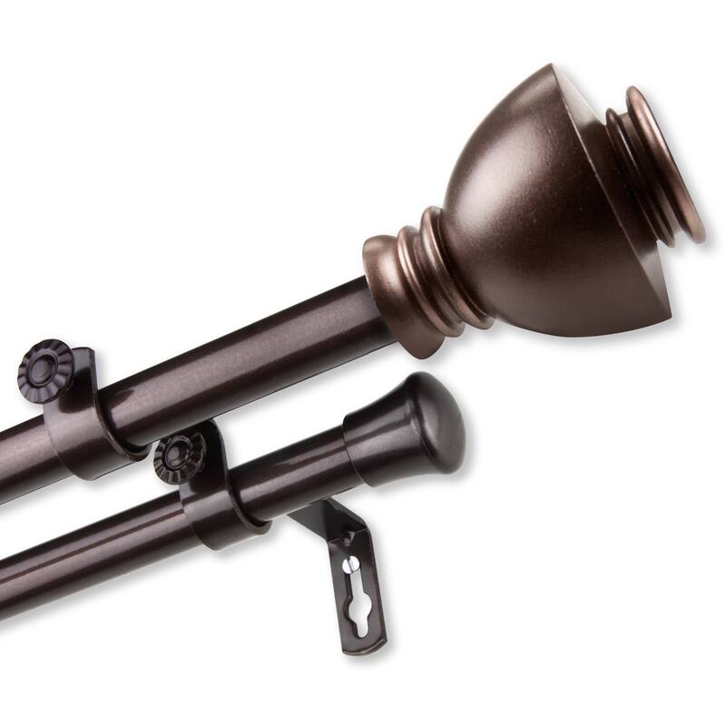 InStyleDesign Tristan Adjustable Double Curtain Rod - 48-84 inch - Cocoa