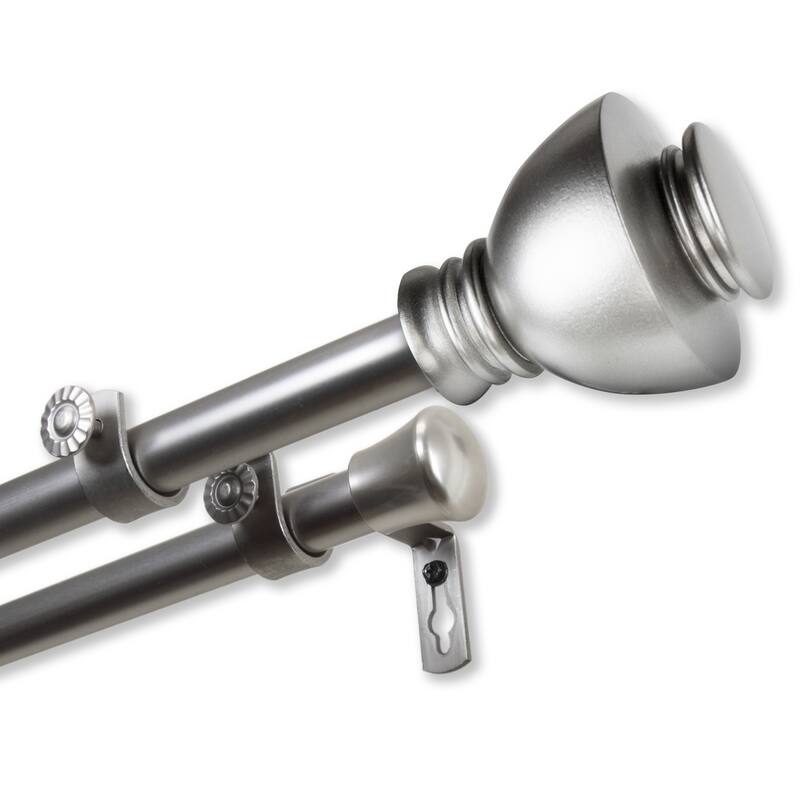 InStyleDesign Tristan Adjustable Double Curtain Rod - 120-170 inch - satin nickel